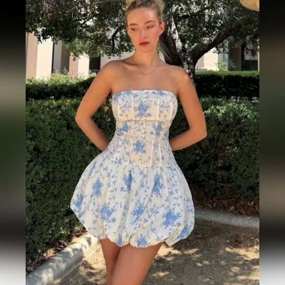 Bohemian Style Prints Strapless Dress For Women.Summer A-Line Dress - Picture 4 of 4